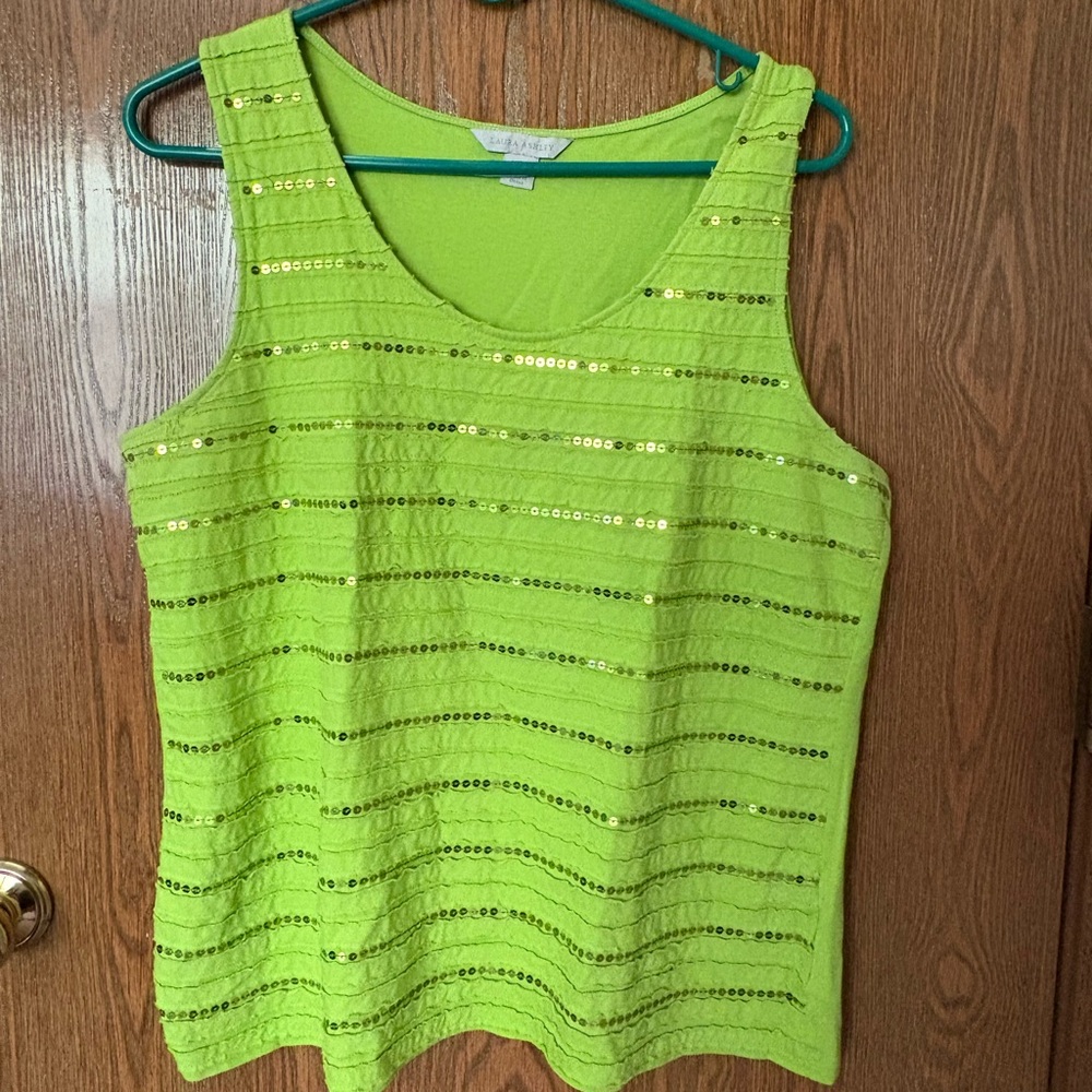 Laura Ashley Vibrant Green Sequin Tank Top